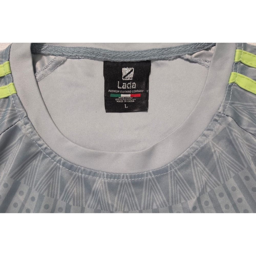 Mexico Futbol Soccer Jersey, Gray and Neon Aztec Print, Size L. Lada - Picture 4 of 7